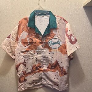 Family Graphic Button-Up Shirt